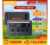 Station d'alimentation portable OSCAL PowerMax1800SE, batterie LiFePO₄ 1024Wh, 1800W en mode continu / 3600W en mode crête, alimentation de secours pour la maison, camping en plein air, alimentation P