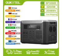 Station d'alimentation portable OUKITEL BP3000E 2048Wh avec batterie LiFePO4, générateur solaire, sortie AC 3200W, prise EU 220V, contrôle par application intelligente, alimentation de secours B2000L