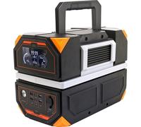 Station de charge Technaxx TX-231, 917 Wh, 1200 W, USB-C, USB-A, 2 x 230 V, prise allume-cigare, charge allume-cigare/secteur/solaire (en option), noir/orange