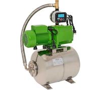 Station de pompage pour jardin, modèle auto-amorçant JET, 6,1 bars - 6000 litres/heure, avec roues en laiton et pressostat réglable, ainsi qu'une protection contre le fonctionnement à sec