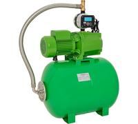 Station de pompage pour jardin, modèle auto-amorçant JET, 6,1 bars - 6000 litres/heure, avec roues en laiton et pressostat réglable, ainsi qu'une protection contre le fonctionnement à sec