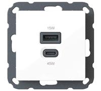 Station de Recharge USB encastrable, Chargeur USB-C 45 Watts + USB-A 15 Watts, Blanc s. c.