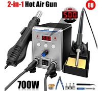 Station de soudage à air chaud - 8586 A-Set - 2-en-1 - Écran numérique - 220 V - Souffleur d'air chaud et fer à souder