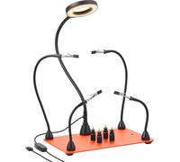 Station de soudage Magnetic Helping Hands avec lampe loupe à 3 LED et 4 supports pour circuits imprimés