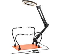 Station de soudage troisième main - Station de soudage magnétique avec lampe loupe 3X LED et 4 bras flexibles