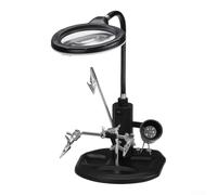 Station de soudure LED avec loupe | Lampe LED intégrée, zone de travail lumineuse, faible luminosité, base lourde stable, design anti-basculement