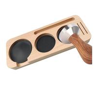 Station de tassage pour , gadget de fabrication de café, | Tapis de tampage à 3 trous en bois pour distributeur de café, porte-filtre