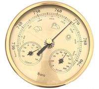 Station Météo 3 en 1 avec Thermomètre, Hygromètre et Baromètre 130mm en Aluminium Mécanique sans Pile pour Intérieur pour Mesure de la Température, de l'humidité et de la Pression atmosphérique