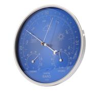 Station météo 3 en 1, Keenso Thermomètre baromètre hygromètre en Alliage d'aluminium, Cadran Bleu 180 mm, À Suspendre intérieur/extérieur, Idéal pour Maison, Jardin, Garage