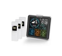 Bresser Station météo Quadro Individio – Sans fil, 4 zones, 3 capteurs extérieurs – Argent/Noir