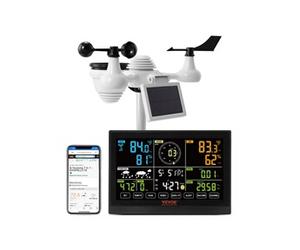 Station Météo Alertes Wifi 7 En 1 Avec 19cm Ecran Intérieur Extérieur Solaire 150M