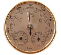 Station météo analogique 3 en 1 - Mesure température et humidité Design élégant doré - Intérieur et extérieur - 128 mm Doré