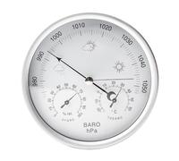 Station météo analogique, baromètre, hygromètre et thermomètre 3 en 1 pour l'intérieur et l'extérieur - Ø 13,2 cm cadre en acier inoxydable rétro baromètre analogique pour contrôle climatique