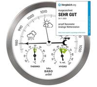 Station météo analogique en acier inoxydable-avec baromètre/thermomètre/hygromètre-pour intérieur/extérieur