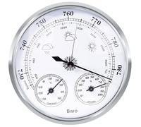 Station météo analogique pour l'intérieur et l'extérieur-Composé d'un baromètre, d'un thermomètre et d'un hygromètre(Argent,128mm)
