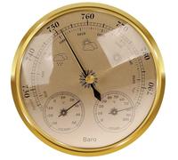Station météo analogique pour l'intérieur et l'extérieur - Composé d'un baromètre, d'un thermomètre et d'un hygromètre(Or,128mm)
