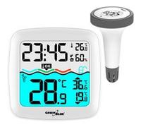 Station météo avec thermomètre de piscine GreenBlue, portée 60m, capteur flottant, température, heure, calendrier, DCF, GB216 G