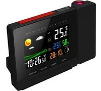 FISHTEC - Station météo multifonction avec écran couleur, capteur extérieur sans fil, prévisions illustrées, réveil snooze 5-10 min, projection mur/plafond, radio-pilotée heure automatique