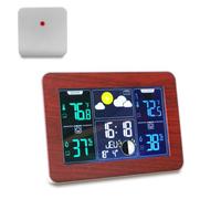 Station Météo Color & Wood FISHTEC Radio Pilotée Écran XL Coloré Bois Argenté Capteur Extérieur Phases Lunaires