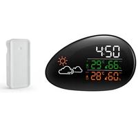 Station meteo design avec capteur interieur et exterieur. Fonction reveil. - - Noir
