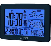 Station météo ECG MS 200 avec capteur radio jusqu'à 30 mètres, thermomètre, hygromètre, prévisions météo pour les prochaines 24 heures en 4 modes, heure, réveil, gris