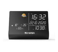 NASA WSP1300 - Station Météo Intérieure - Enceinte Bluetooth, Écran LED 6,4”, Capteur Extérieur Sans Fil, Température & Humidité, Radio FM, Horloge Réveil, Calendrier - Noir