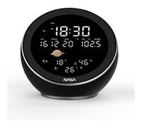 NASA WSP1500 - Station Météo Intérieure/Extérieure - Enceinte Bluetooth, 2 Capteurs Extérieurs Sans Fil, Écran LED 4,7”, Température & Humidité, Radio FM, Horloge Réveil et Calendrier - Noir