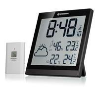 Bresser Station météo TemeoTrend JC - Horloge radio DCF, LCD température et humidité - Noir