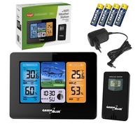 Station météo GreenBlue WiFi -TUYA, capteur extérieur, calendrier, prévisions météo, baromètre, adaptateur secteur, piles, GB215