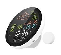 Station météo intelligente Wifi avec horloge - Moniteur de température intérieure et extérieure - Grand écran couleur multifonction - Temp et détecteur de flamme avec 1 capteur