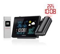 Kienzle Station météo 14993 radio projection, écran couleur, capteur extérieur, 2 alarmes Noir