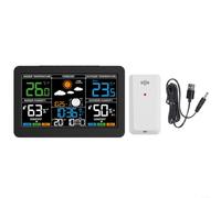 Station météo numérique avec écran LCD de 7,6", thermomètre hygromètre, hygromètre, sans fil, port de charge USB, support mural ou de bureau