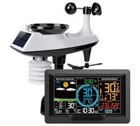 Station météo numérique sans fil pour intérieur et extérieur, station météo domestique 10 en 1 avec anémomètre, pluviomètre, thermomètre, hygromètre, baromètre, capteur solaire extérieur, prévisions