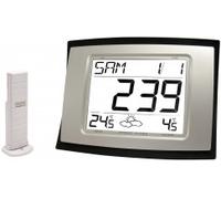 Station météo radio-pilotée grise avec sonde extérieure