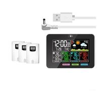 Station météo radio sans fil avec 3 capteurs extérieurs, thermomètre numérique, hygromètre, baromètre pour prévisions météo, réveil, heure