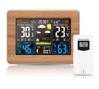 Station Météo sans Fil avec Baromètre Météo à Prévision Alerte Écran Couleur Horloge Multifonction Intérieure Extérieure Thermomètre Hygromètre