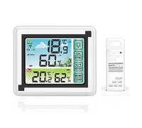 Station météo sans fil avec capteur extérieur, thermomètre et hygromètre numériques , rétroéclairage réglable et grand écran LCD.
