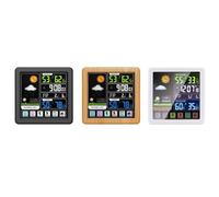 Station météo sans fil avec écran LCD tactile couleur, thermomètre et hygromètre intérieur et extérieur, réveil avec port de chargement USB et répétition, noir