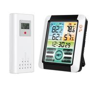 Station météo sans fil avec réveil, thermomètre hygromètre intérieur extérieur avec capteur à distance, écran tactile