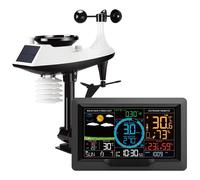 Steinberg Systems Station Météo Connectée Sans Fil Professionnelle Centrale Intérieur Extérieur Radio Capteur SBS-WS-500 (Écran LCD 7", Portée de 100 m, WiFi/Services En Ligne, Avertissements, USB)