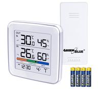 Station météo sans fil GreenBlue - 4 piles AAA - température + humidité IN/OUT, horloge + alarme + date, choix entre °C / °F, GB169