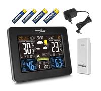 Station Météo Sans Fil GreenBlue GB523 Écran Couleur DCF - Température, Humidité, Baromètre, Prévisions Météo, Phases Lune