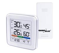 Station météo sans fil GreenBlue, température + humidité IN/OUT, horloge + alarme + date, choix entre °C / °F, GB169