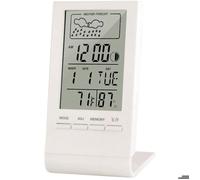 Station météo sans Fil, Thermomètre Hygromètre Baromètre Intérieur Extérieur, Horloge Numérique Réveil （Blanc）