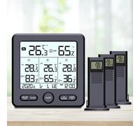 Station météo sans fil, thermomètre intérieur et extérieur, hygromètre numérique de température avec 3 capteurs à distance, maison intelligente white