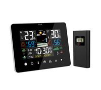Station Météo Sans Fil, Weytoll Station météo lever et coucher du soleil réveil multifonction thermomètre hygromètre fonctionnement à écran tactile avec capteur extérieur sans fil