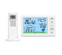 Station Météo, Thermomètre Hygromètre Intérieur/Extérieur Sans Fil avec Horloge, 5 Prévisions Météo, Alarme, Répétition, Heure,