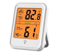 Station Météo,Thermometre Interieur Maison pour Greenhouse Basement Babyroom,Hygrometre Intérieur Rétro-éclairage Tactile-Blanc