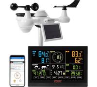 Station météo Wi-Fi 7 en 1, écran couleur 7,5 pouces, station météo domestique intérieure/extérieure, avec capteur solaire sans fil extérieur Alertes d'alarme, pour la température, l'humidité, la vite