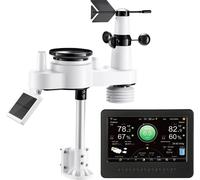 Station météo Wi-Fi 7 en 1, écran TFT 177,8 mm, capteur extérieur sans fil à énergie solaire, pluviomètre, intérieur/extérieur pour les prévisions météorologiques, vitesse et direction du vent, tempér